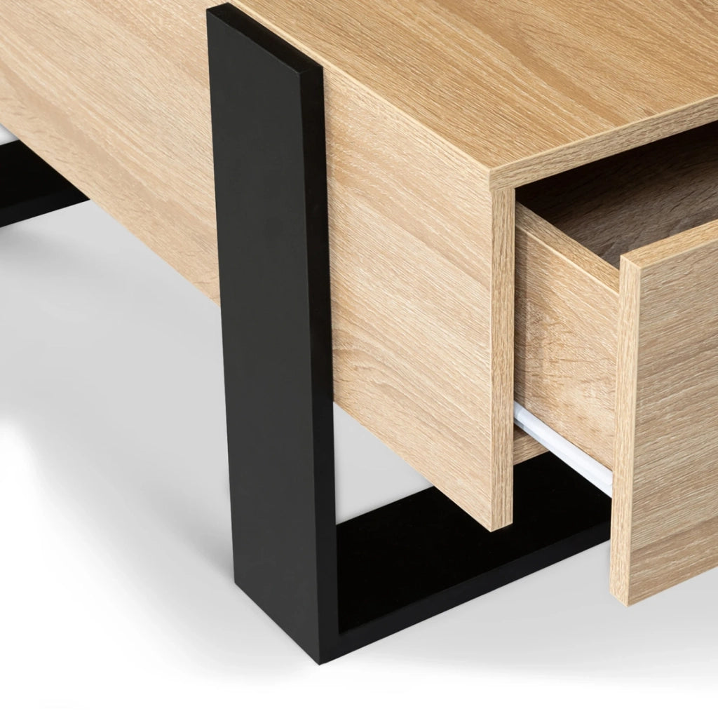 IDMarket - Tavolino PHOENIX con cassetti 100 cm in legno nero