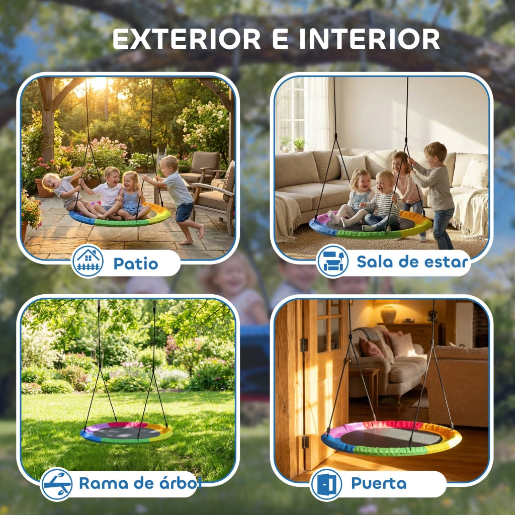 Altalena Nido per Bambini ?120 cm ¨C Xylo ¨C Altezza Regolabile Carico 300 kg Multicolore