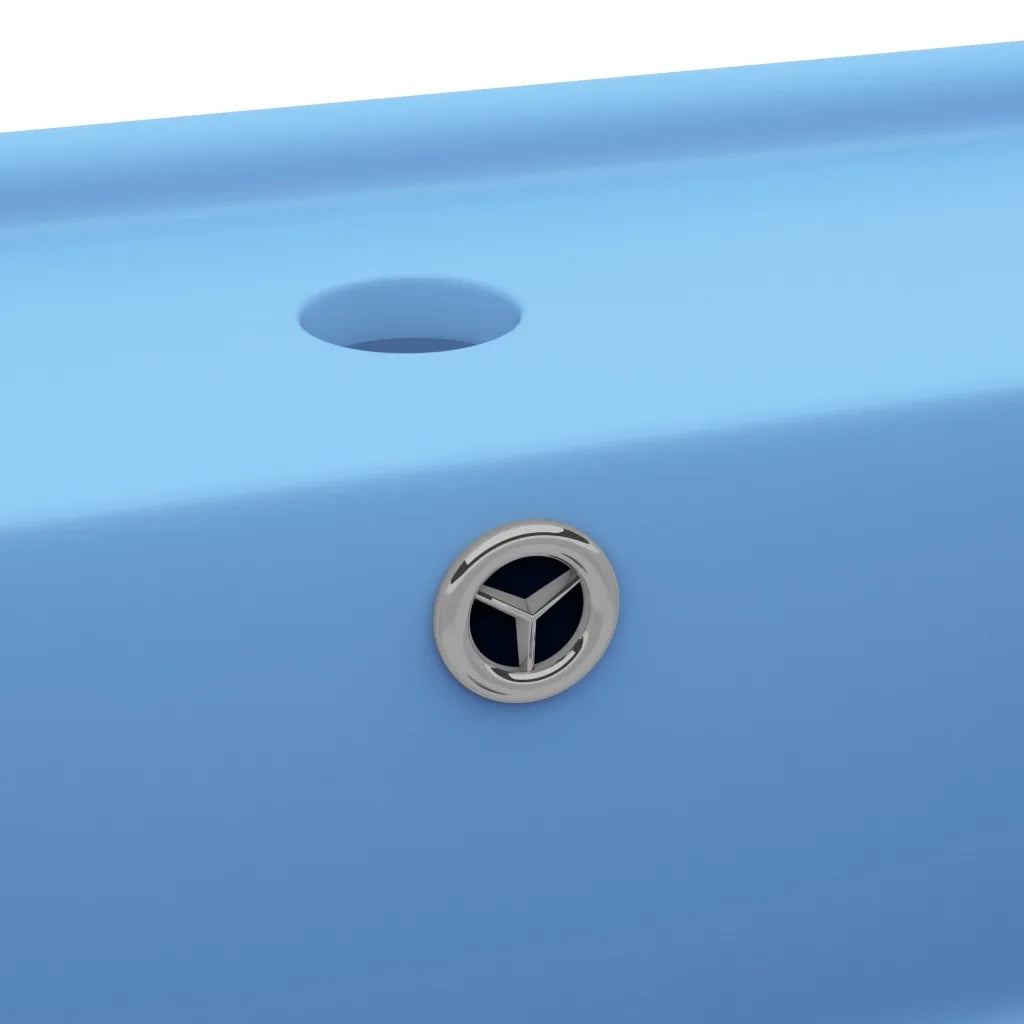 Lavabo Troppopieno Cubico Azzurro Opaco 41x41cm Ceramica 146945