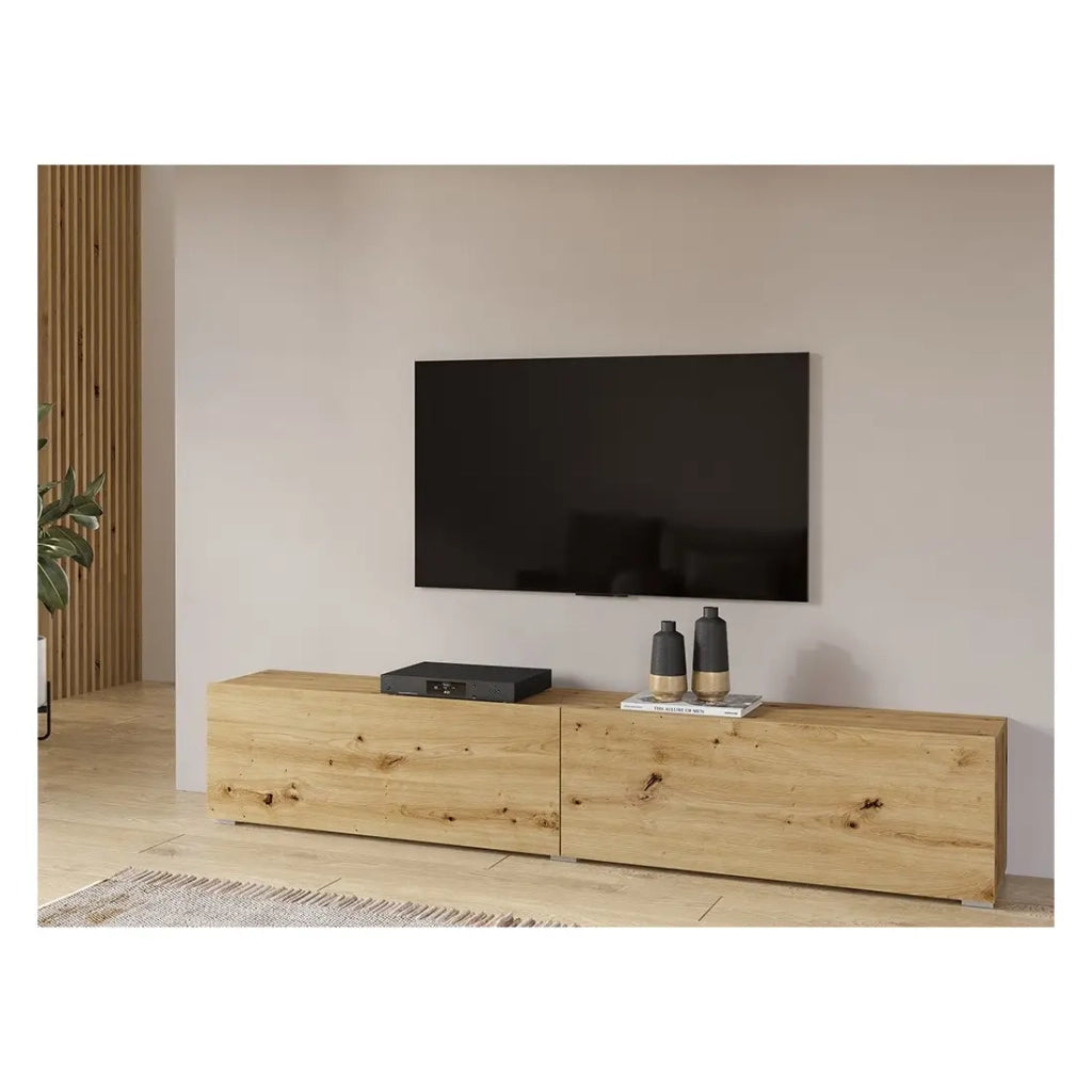 Mobile TV 180 cm collezione EVA. Colore rovere e nero.