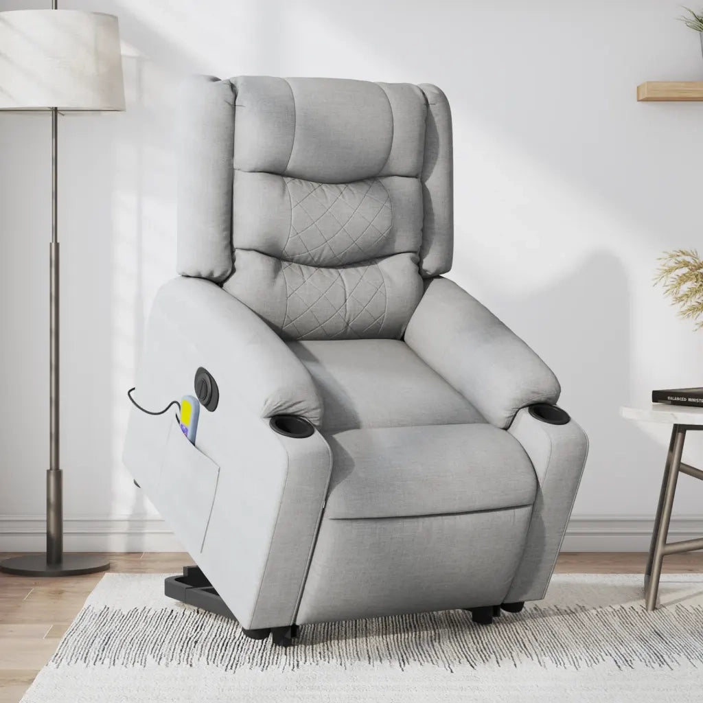 Poltrona Alzapersona Massaggi Elettrica Grigio Chiaro Tessuto 3206582