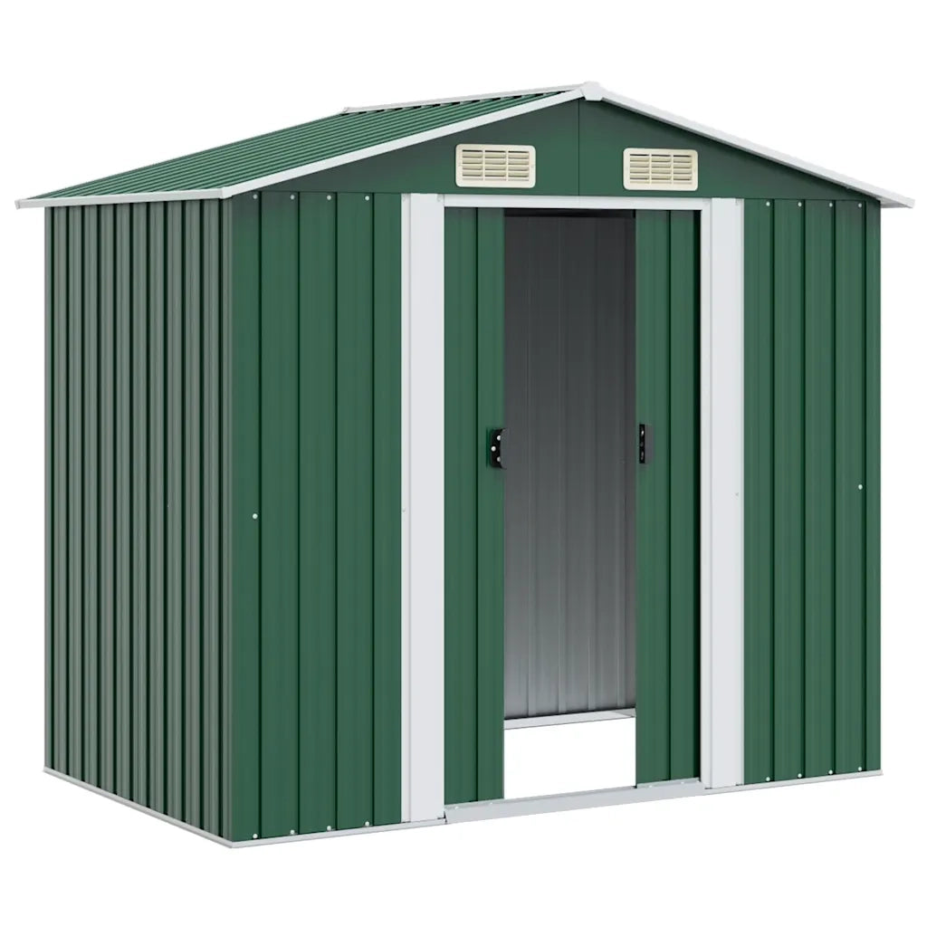 Capanno per Attrezzi in Metallo Verde 204x132x186 cm 42909