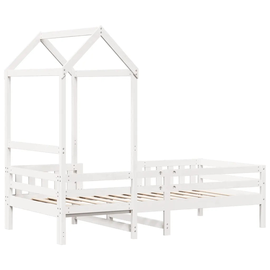 Giroletto con Tetto Bianco 80x200 cm Legno Massello Pino 3282163