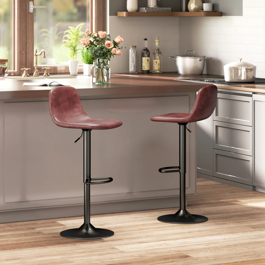 Sgabelli da Bar Regolabili 360¡ã con Schienale e Poggiapiedi ¨C Minimal ¨C Marrone 40.5x44x84-104 cm