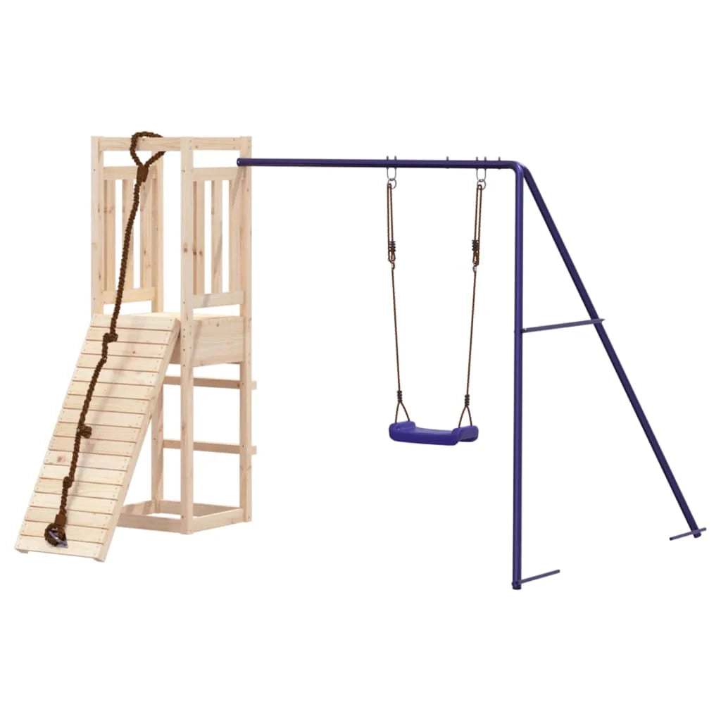 Altalena per parco giochi all'aperto scivolo altalena robusta giochi da giardino 237 x 184 x 169 cm legno di pino massiccio 02_0004815