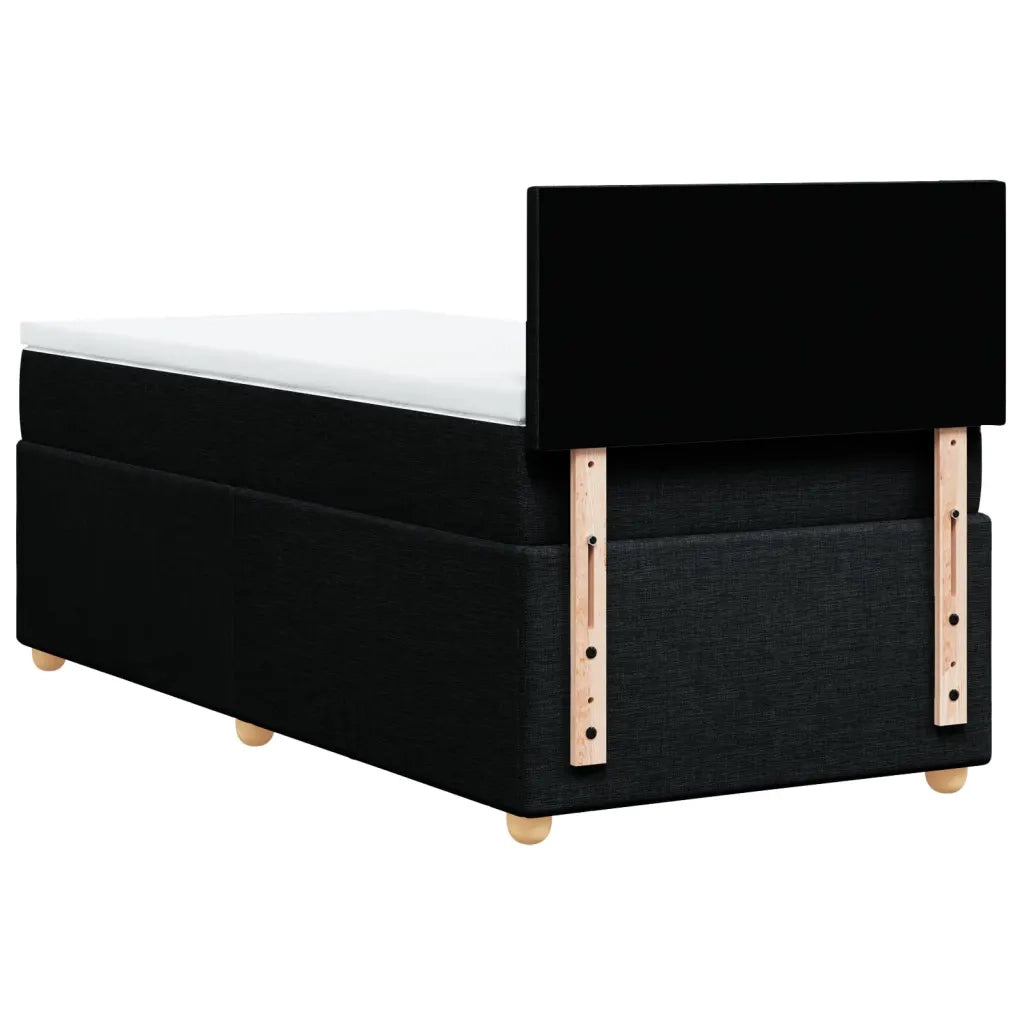 Letto a Molle con Materasso Nero Singolo in Tessuto