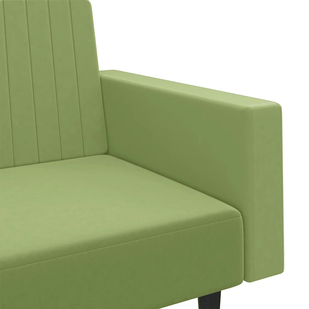 Divano Letto a 2 Posti Verde Chiaro in Velluto 375940