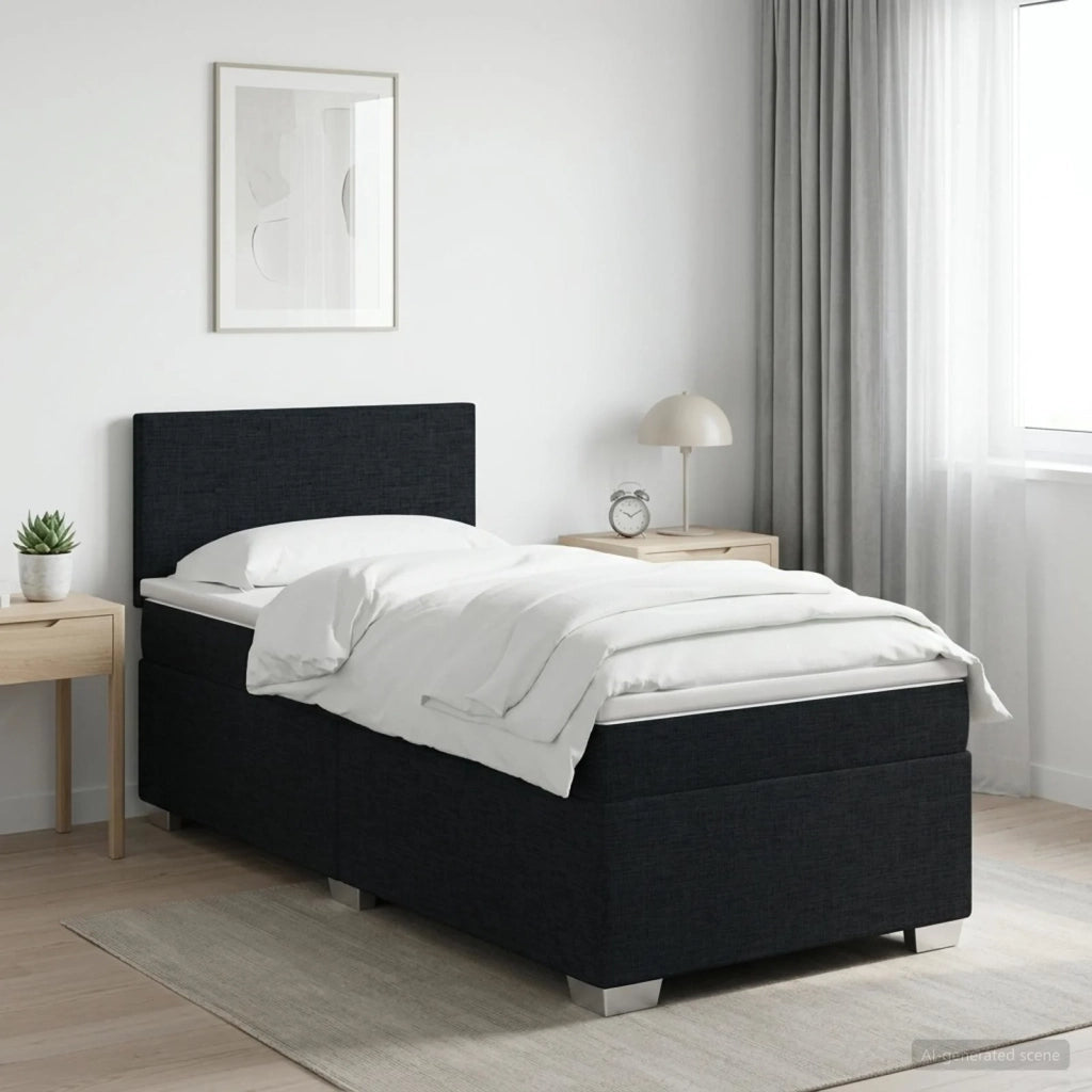 Letto con Box Spring, Materasso e LED Nero 80 x 200 cm Tessuto 3451814