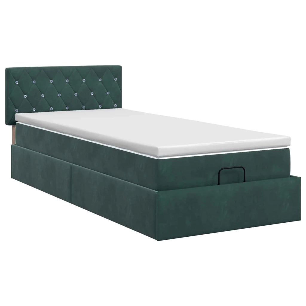 Letto ottomano con materasso Verde Scuro 90 x 190 cm Velluto 3457620