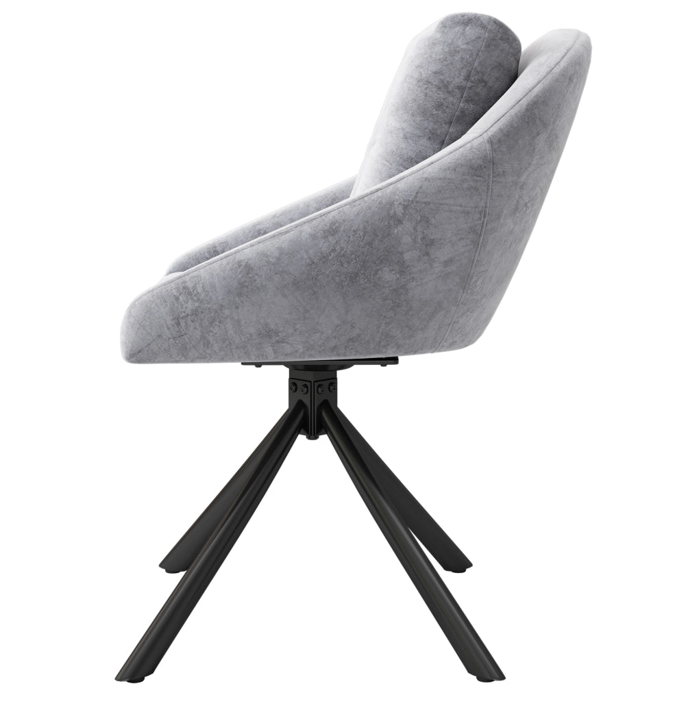 Set di 4 sedie girevoli in velluto grigio