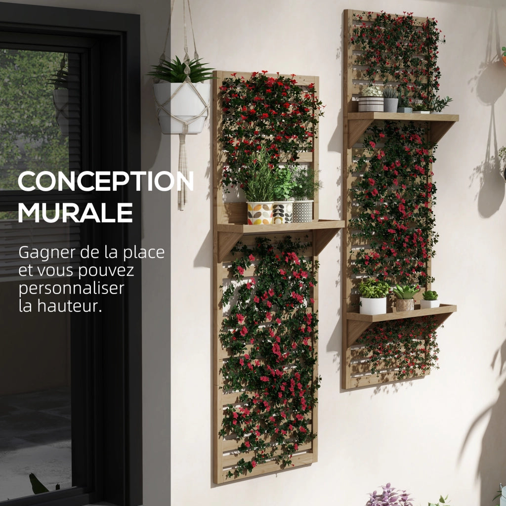 Mobile da bagno con ripiani e griglia ¨C zephmum ¨C legno naturale 60x18x170 cm
