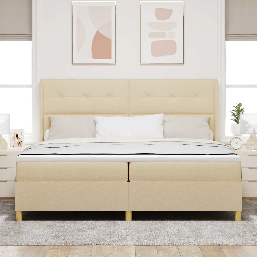 Letto a molle con materasso Crema 140 x 200 cm Tessuto