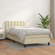 Giroletto a Molle con Materasso-Struttura Letto con Materasso Crema 100x200 cm in Similpelle 861956