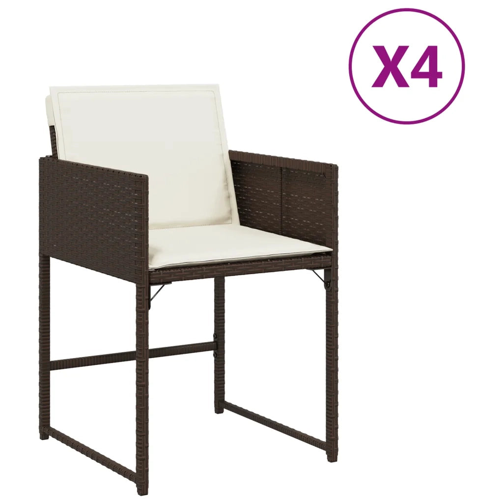 Sedie da Giardino con Cuscini 4 pz | Sedie da Esterno Marroni in Polyrattan