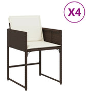 Sedie da Giardino con Cuscini 4 pz | Sedie da Esterno Marroni in Polyrattan