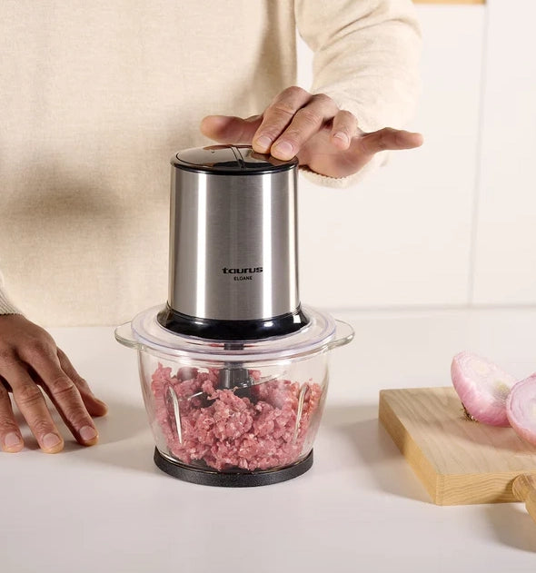 Taurus eloane - tritatutto elettrico, 400w, capacità 1l, recipiente smontabile lavabile in lavastoviglie, piedini antiscivolo, bpa free, doppia lama in acciaio inox ad alte prestazioni