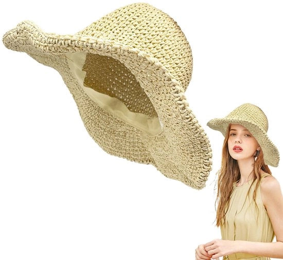 Cappello di Seta Opovolabile - Stampa Estiva per Donne - Cappello a Pizzo - Cappello da Spiaggia - Cappello da Esterno - Materiale Respirante
