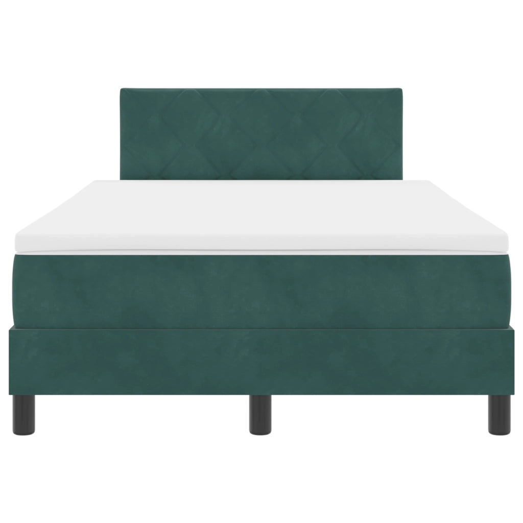 Letto Box Spring con Materasso Verde Scuro Piccolo Doppio Velluto