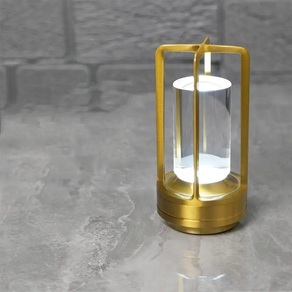 Trade Shop - Lampada A Led Da Tavolo 3 Watt Lanterna Lume Ricaricabile Touch Dimmerabile Cct D37-3c - Oro