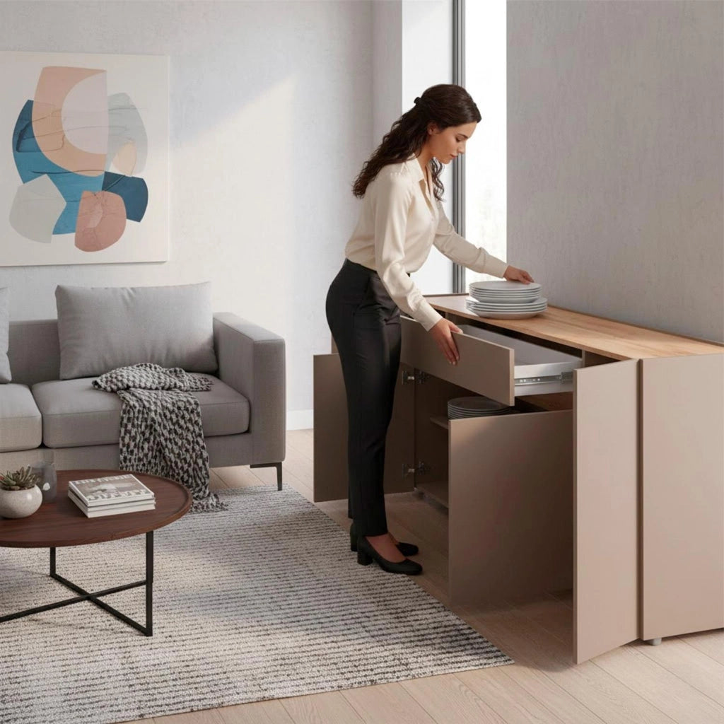 Credenza Moderna Madia Con 4 Ante E 1 Cassetto Mobile Contenitore Per Sala Da Pranzo Soggiorno Design Senza Maniglie Elegante Capiente 170 X 85 X 40 Cm Congo E Rovere