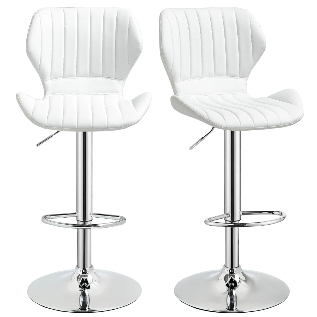 Set 2 Sgabelli Alti Girevoli ¨C Xylo ¨C Schienale Ecopelle Bianco Struttura Metallo 47x51,5x92-114cm