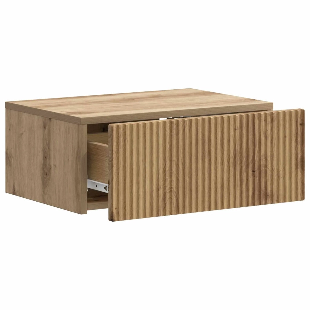 Mobiletto da notte a muro con cassetto 2 pcs Rovere Artigianale 898464
