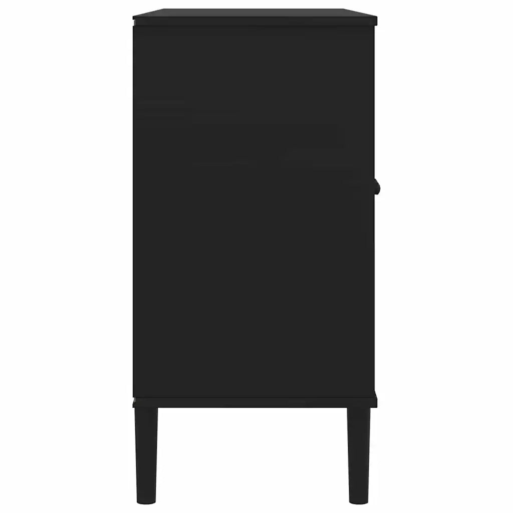 Credenza | Madia | Buffet da pranzo | Armadio da pranzo SENJA Aspetto Rattan Nero 112x40x80 cm Massello Pino