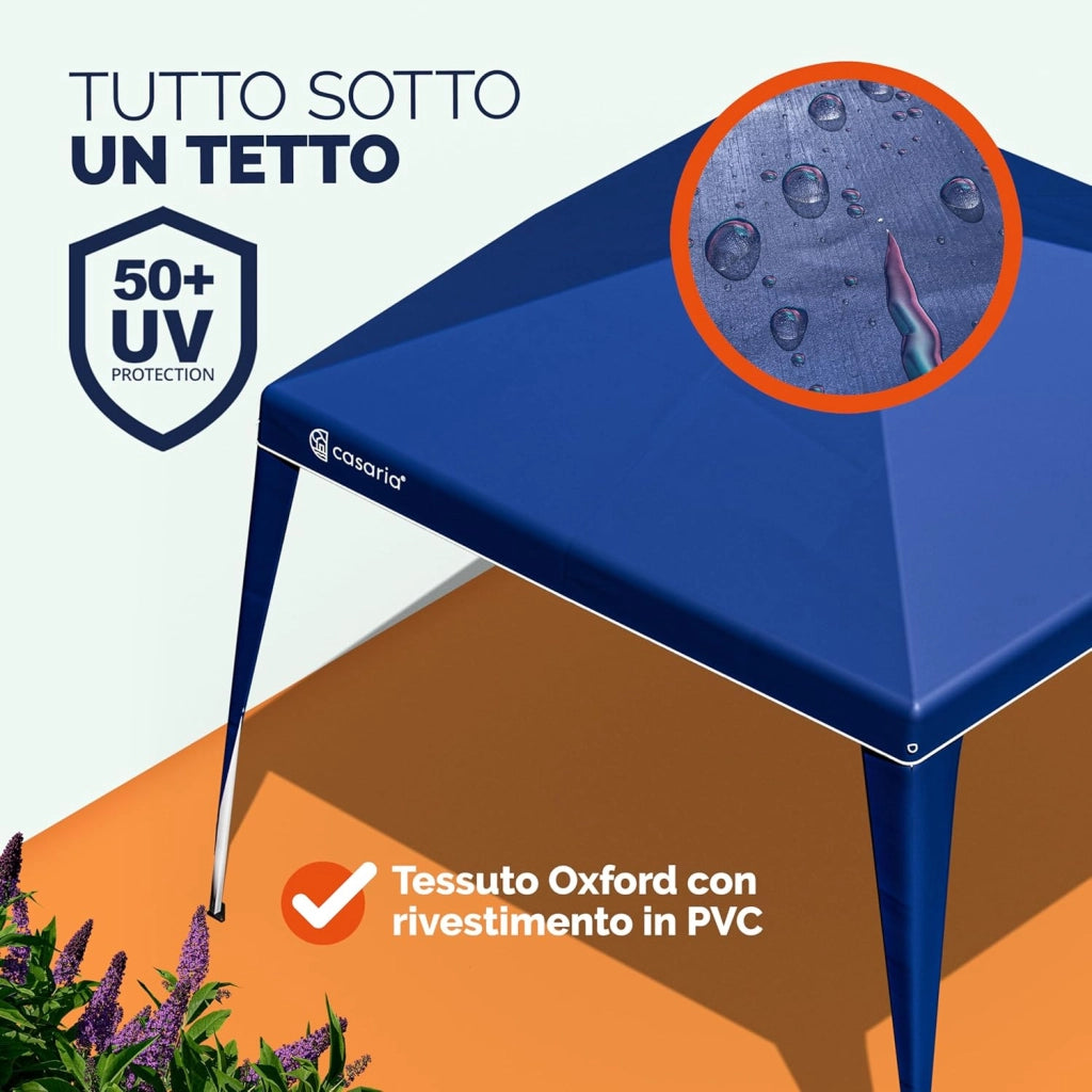 ® Gazebo da Giardino Capri 3x3m Pop-Up Protezione 50+ Impermiabile Tenda a Fisarmonica Blu