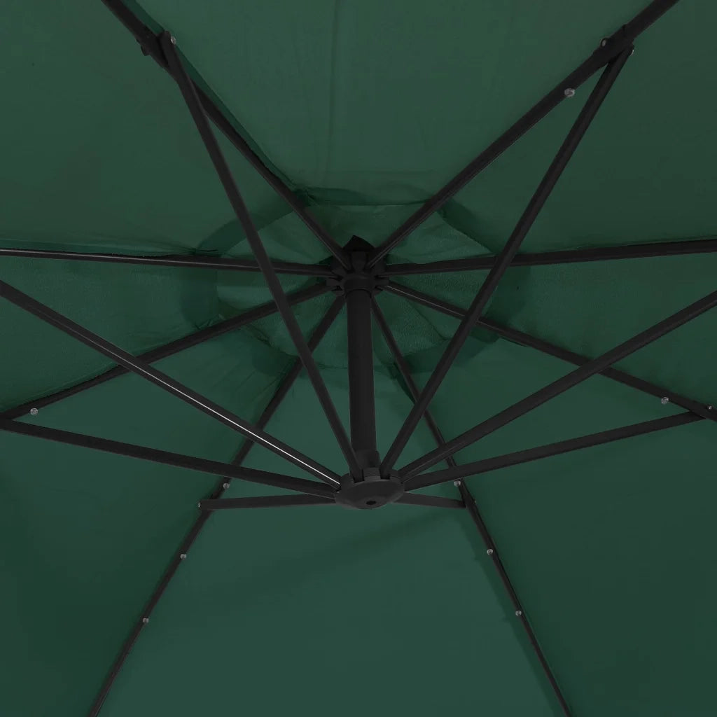 Ombrellone Pensile con Luci LED 300 cm Verde Palo in Metallo 42969