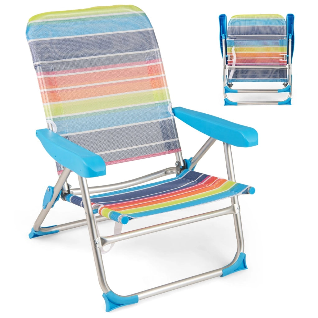Sedia da picnic pieghevole con braccioli schienale a 4 posizioni tracolla pesca viaggi-Set di 2 sedie da spiaggia per adulti Colorato