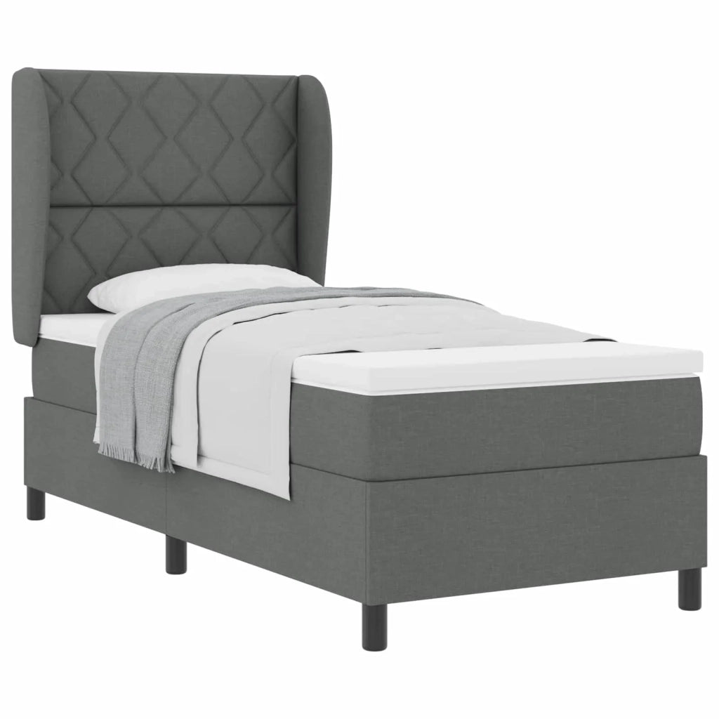 Letto a molle con testiera Grigio scuro 90 x 200 cm Tessuto 3340607