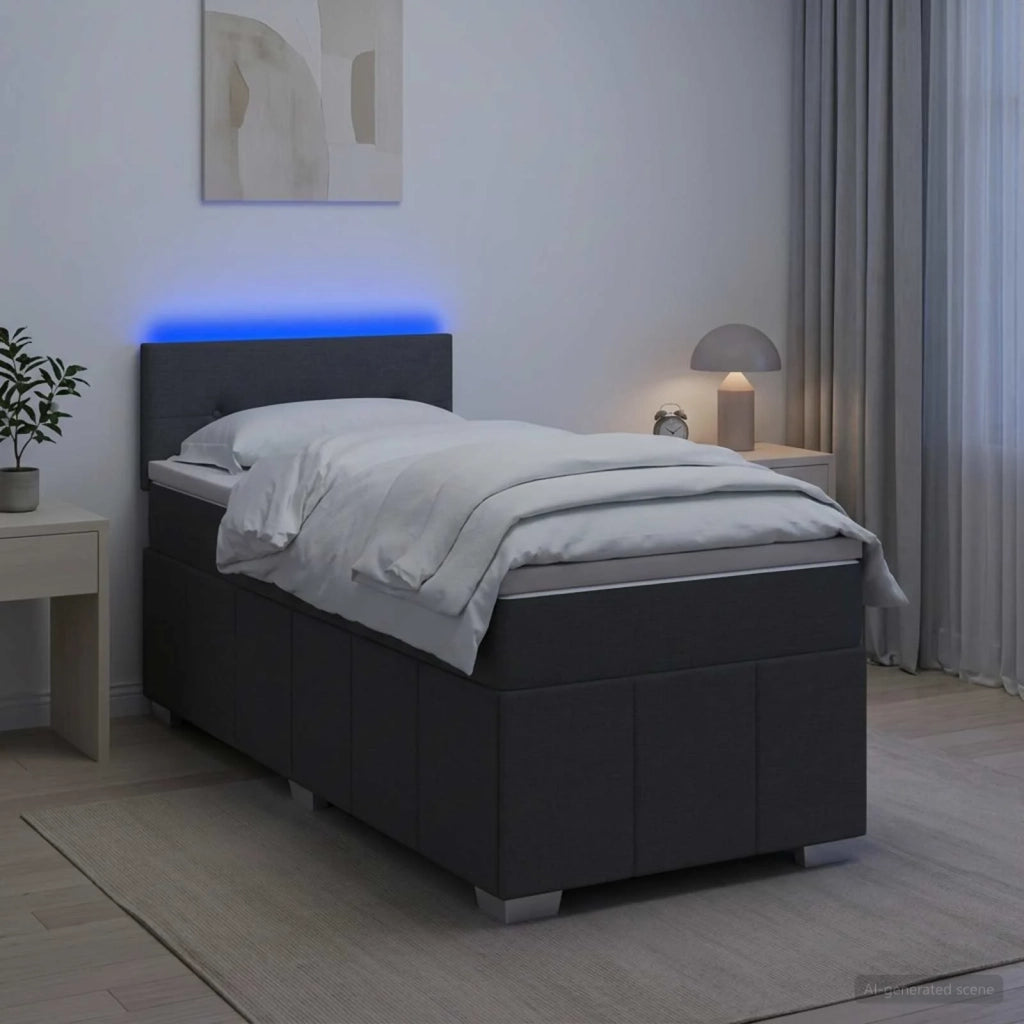 Letto box spring con materasso Grigio Scuro 80 x 200 cm Tessuto 3452545
