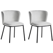 Set di 2 sedie da pranzo in poliestere grigio chiaro Rivestimenti in metallo nero Gambe senza braccioli Schienale curvo Design moderno e contemporaneo