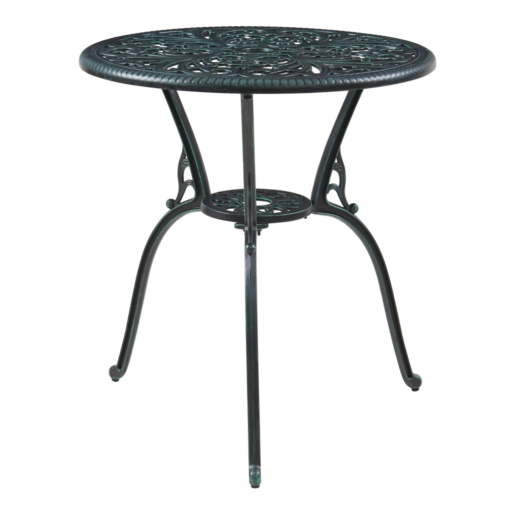 Set da Bistrot Lupsam Tavolo Rotondo e 2 Sedie in Alluminio - Grigio Scuro con Patina Verde casa.pro