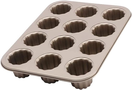 Cakevorm a caramellizzazione 12-cavità in acciaio carbonio per torte, cupcake e muffin - 8 pezzi