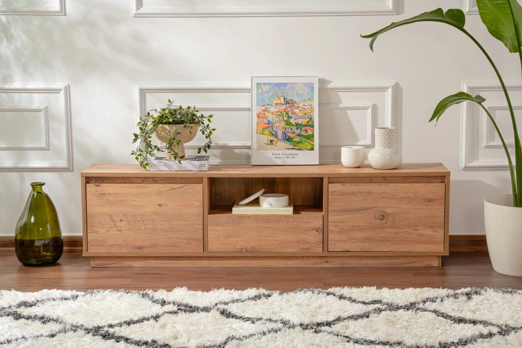 Mobile porta TV in legno Vanguard - 160 x 29 x 42 cm - Pino atlantico