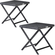 ® Set di 2 Sgabelli Pieghevoli in Polyrattan Max Carico 75 kg 44x40x44cm Giardino Terrazza Balcone Campeggio