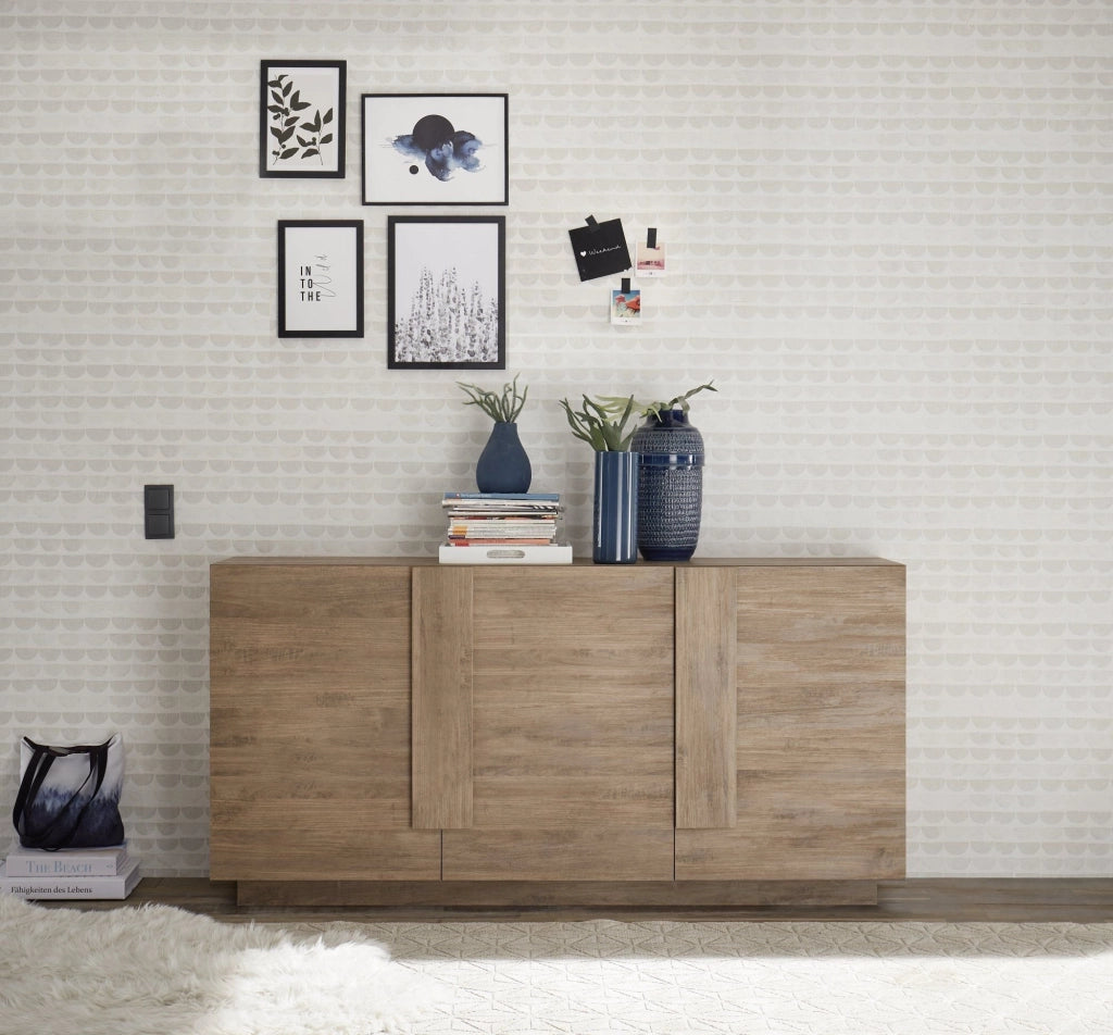 Madia Malosco, Credenza 3 Ripiani, 182x44x90h cm Marrone Rovere