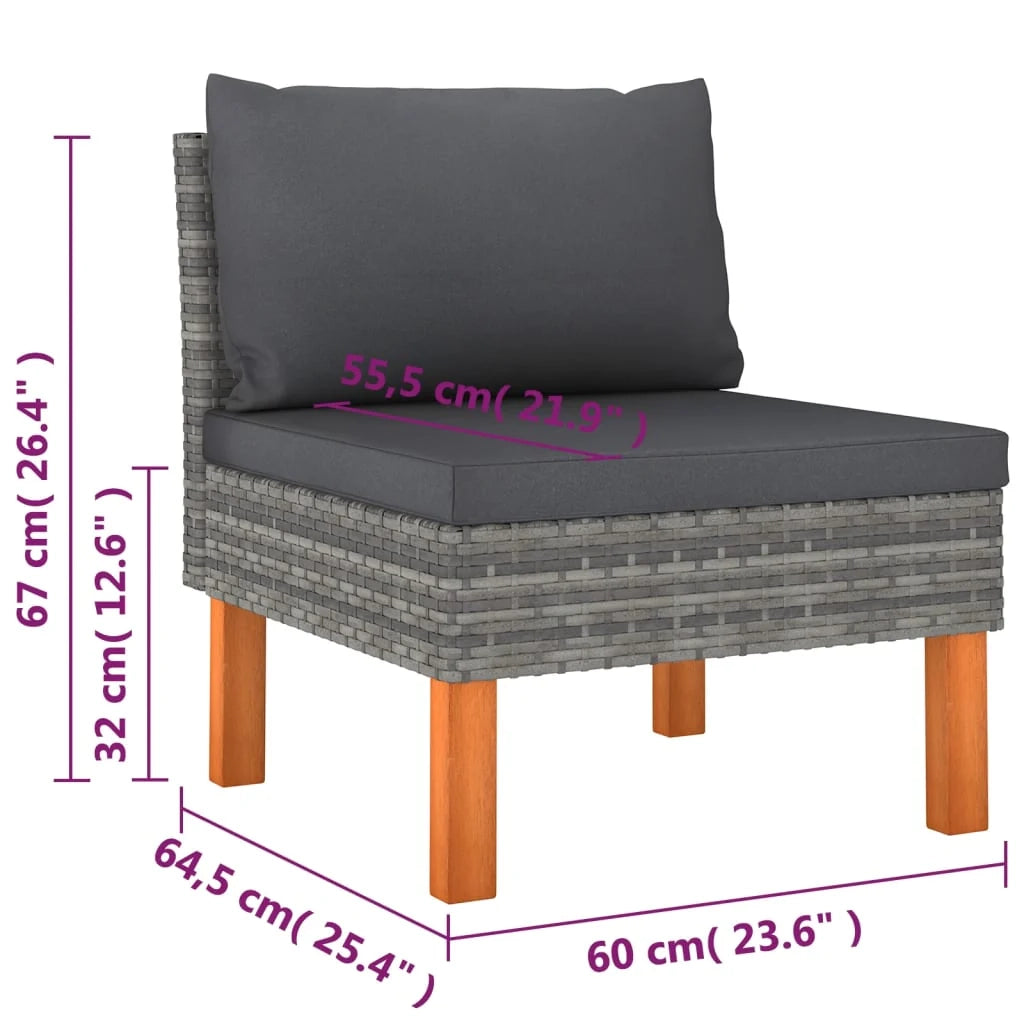 Set di mobili da giardino mobili da esterno 9 pezzi con cuscini resina intrecciata grigia 02_0018093
