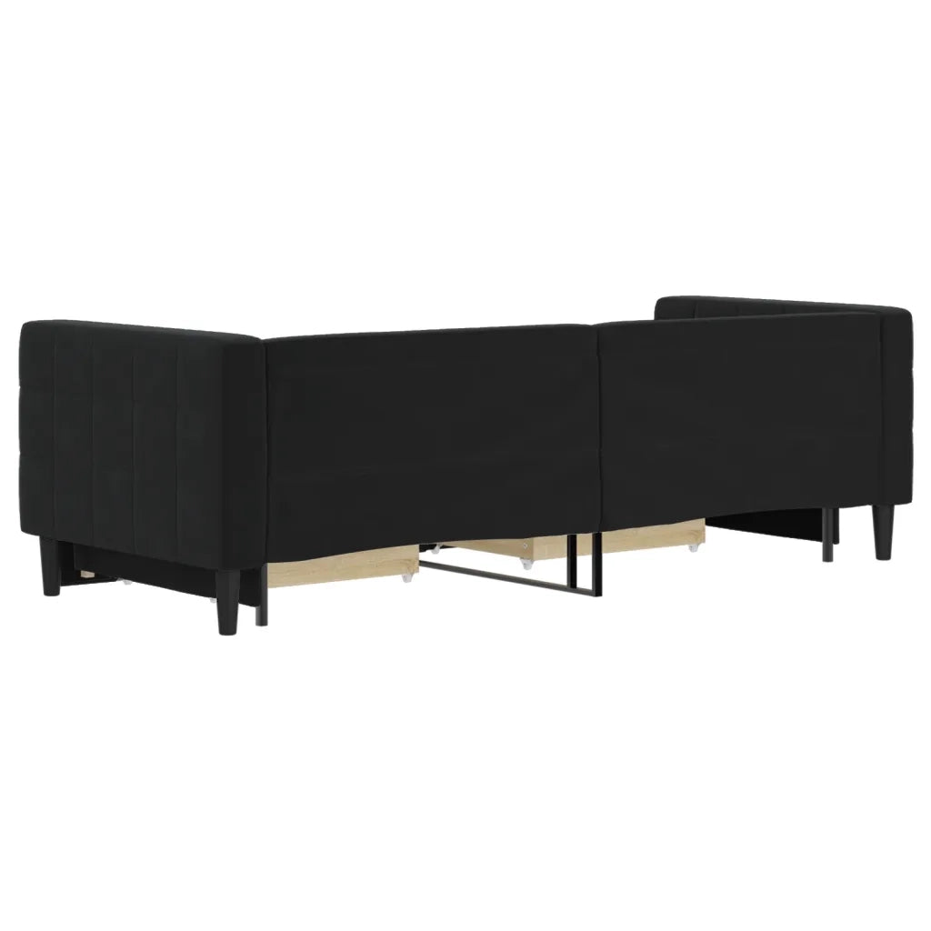 Divano Letto Estraibile con Cassetti-Sofa Letto-Daybed Nero 80x200 cm in Velluto 825195