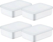 Set di 4 contenitori di plastica per archiviazione - Contenitori di archiviazione stivellabili con coperchio e maniglie per cucina e bagno