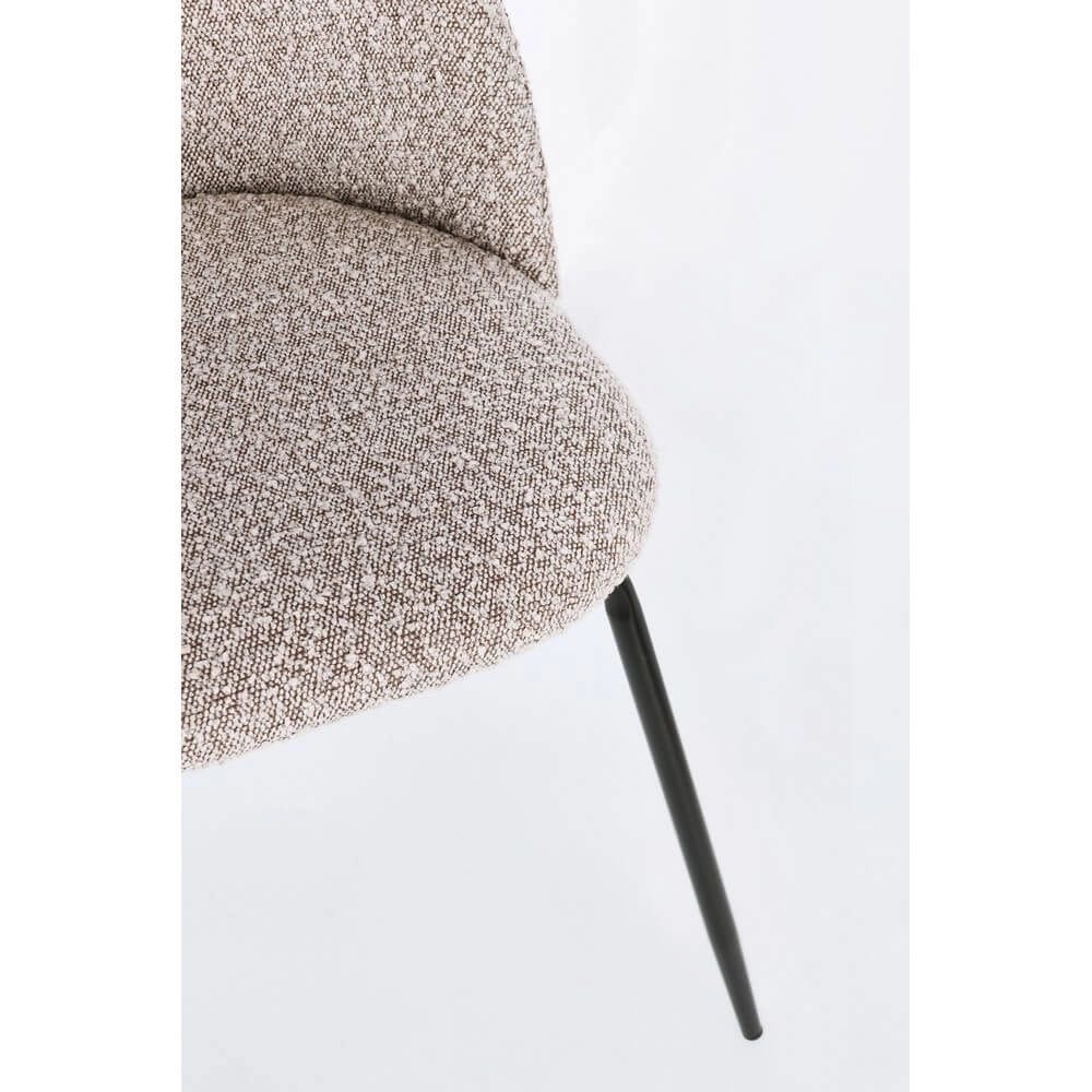 Set di 4 Sedie Imbottite in Tessuto Bouclé con Gambe in Acciaio Nero - GABRI