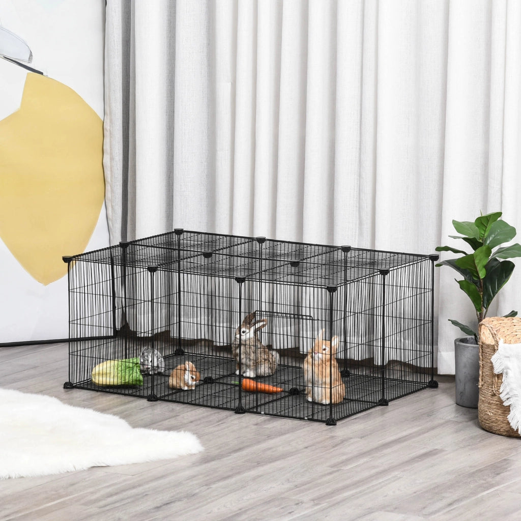 Gabbia per Animali 22 Pannelli ¨C zephmum ¨C Nero 105x70x45 cm