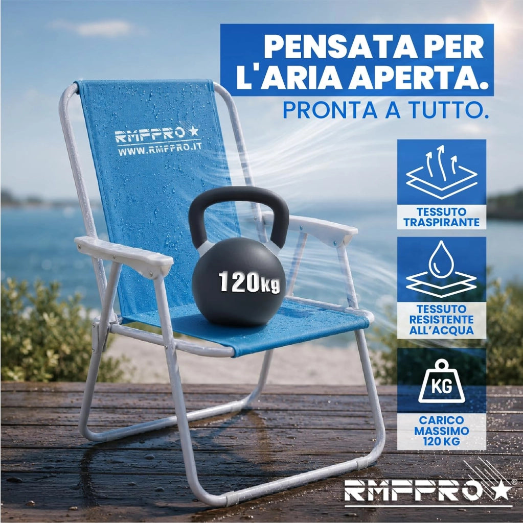 RMF PRO SET 2 SEDIE PIEGHEVOLE DA SPIAGGIA BLU