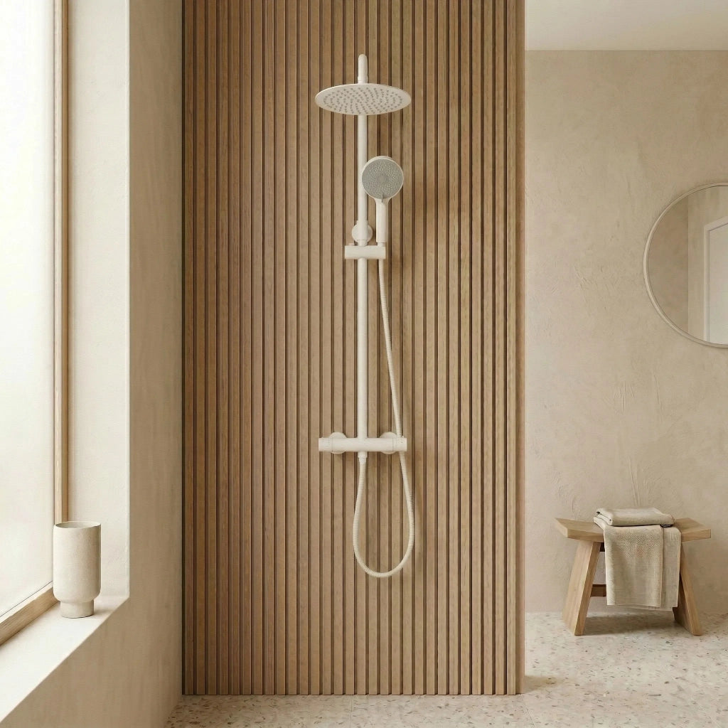 Set Doccia Senza Bocca Di Erogazione Con Termostato Rea Lungo White