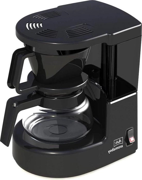 Caffettiera con filtro, contenitore in vetro, capacità per 2 tazze, filtro nero, formato compatto