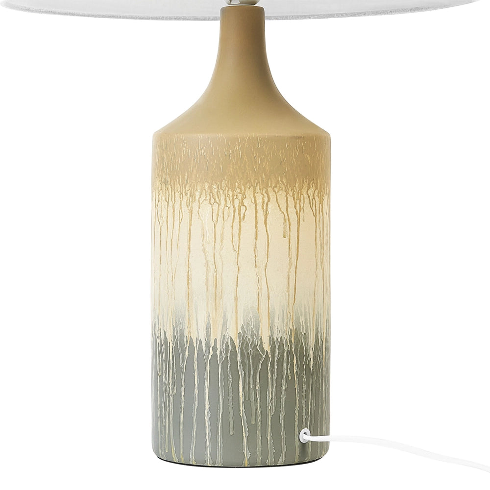 Lampada da tavolo in ceramica lino beige grigio bianco base 64 cm paralume tessuto scrivania moderna
