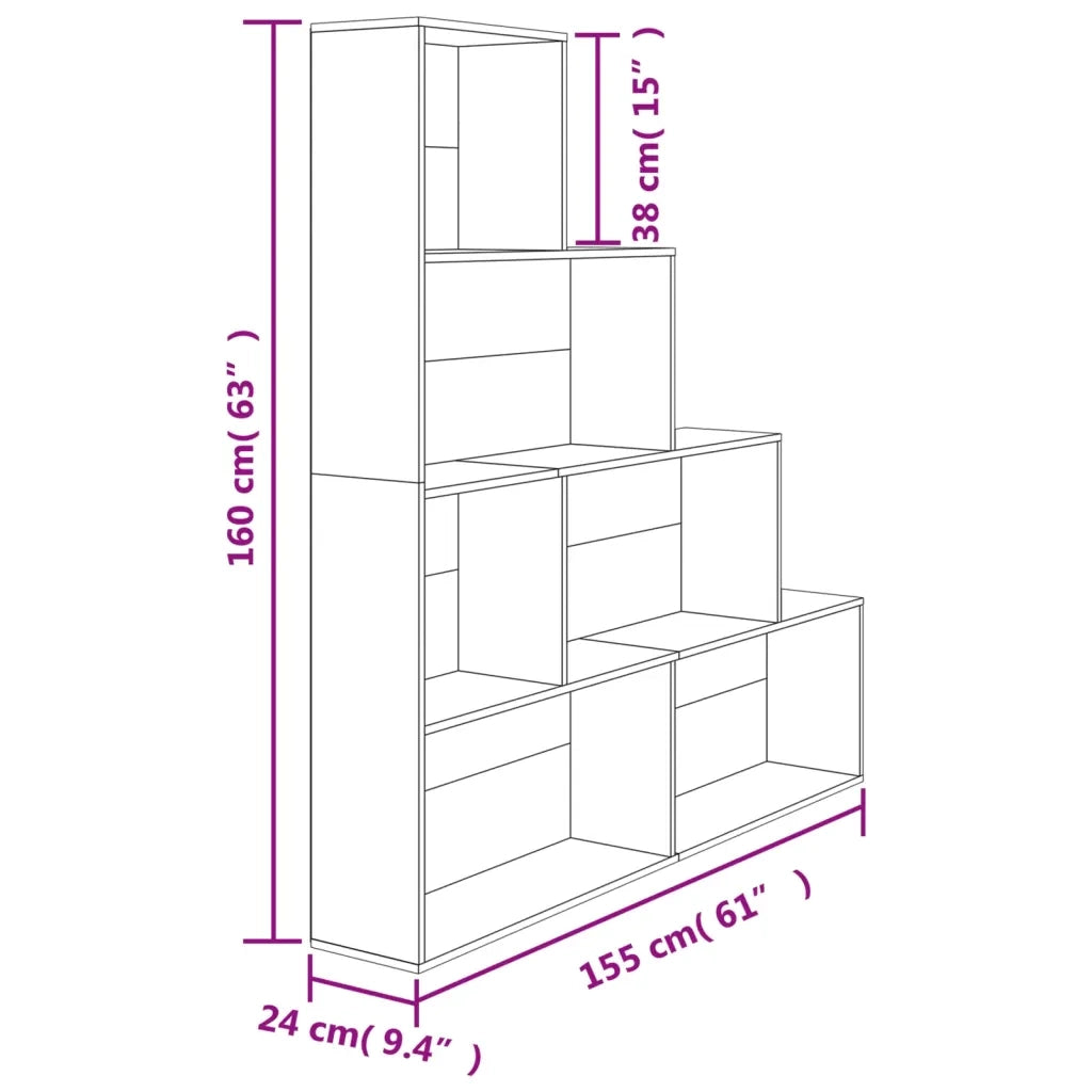 Libreria/Divisorio Grigio Cemento 155x24x160 Legno Multistrato 800661