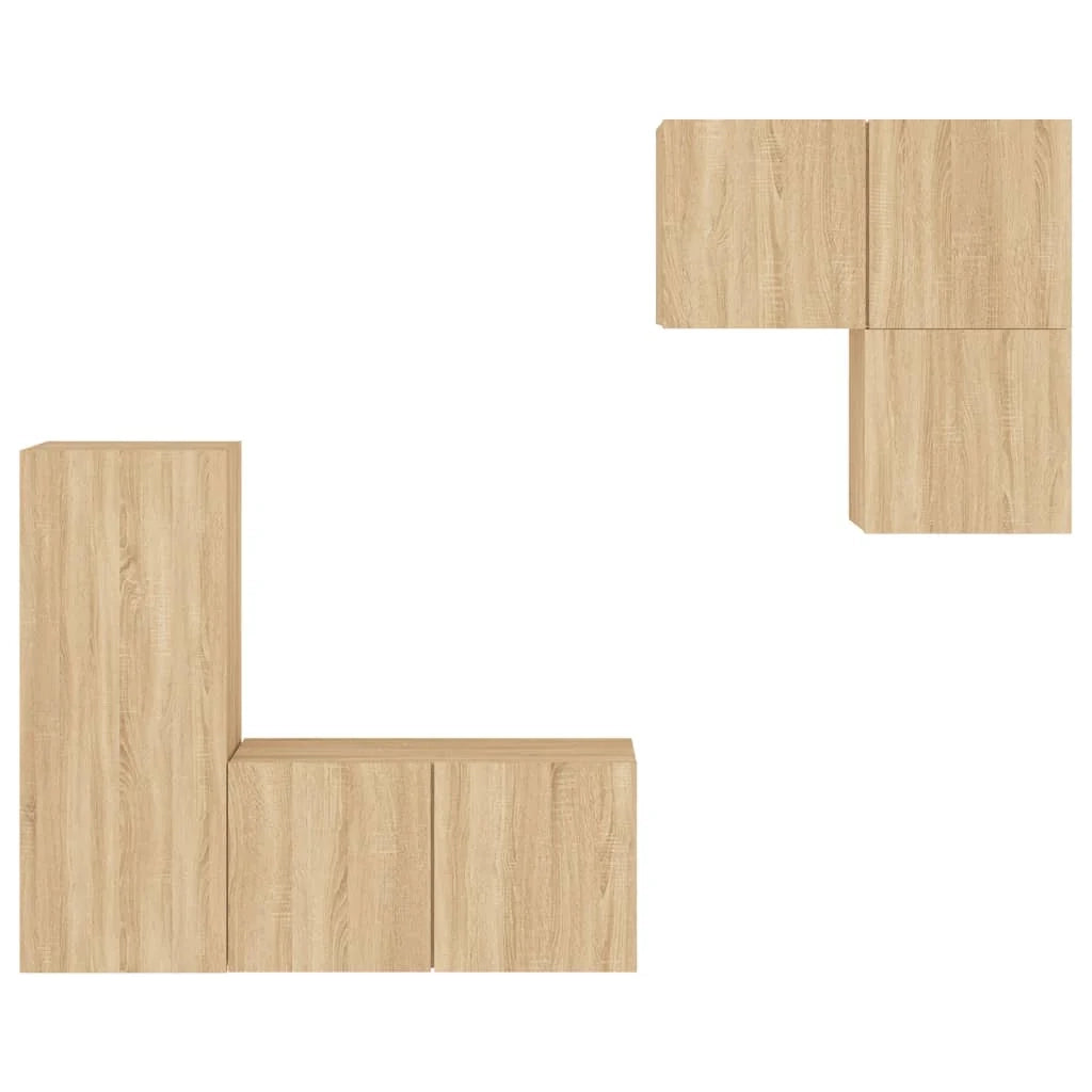 Mobile TV multimediale scaffale TV credenza TV sala da pranzo soggiorno camera da letto 4 pezzi rovere Sonoma legno ingegnerizzato marrone 02_0029244