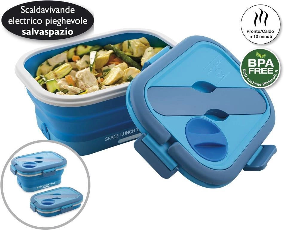 Portapranzo Portatile Elettrico Pieghevole Space Lunch To Go Blu 35 Watt